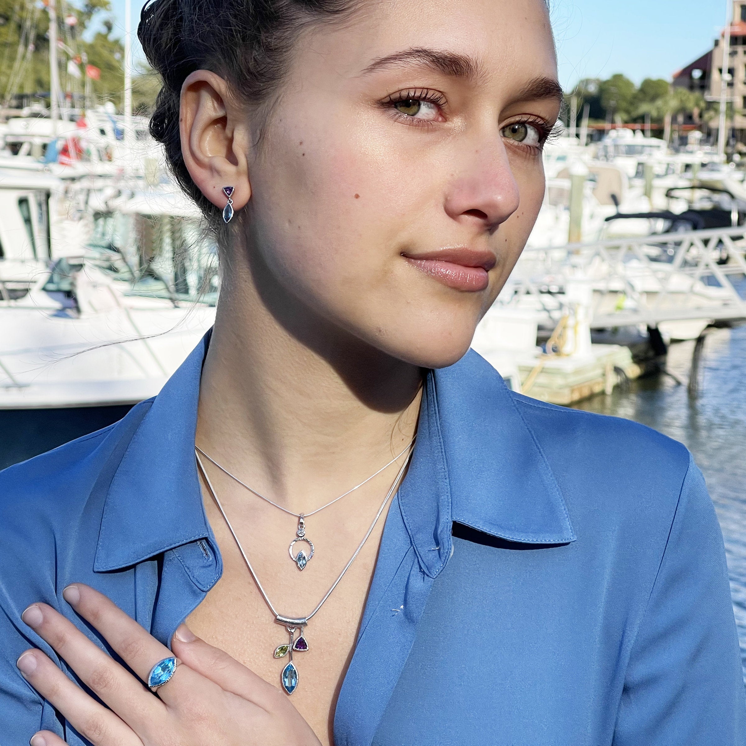 Blue Topaz Petal Necklace