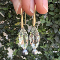 Prasiolite & Tahitian Pearl Drop Earrings