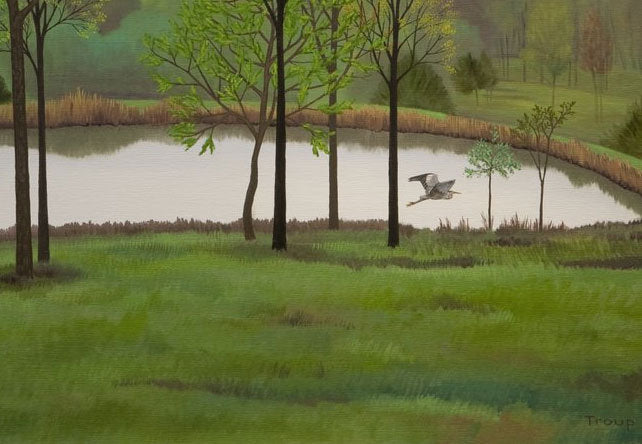 Pond and Heron