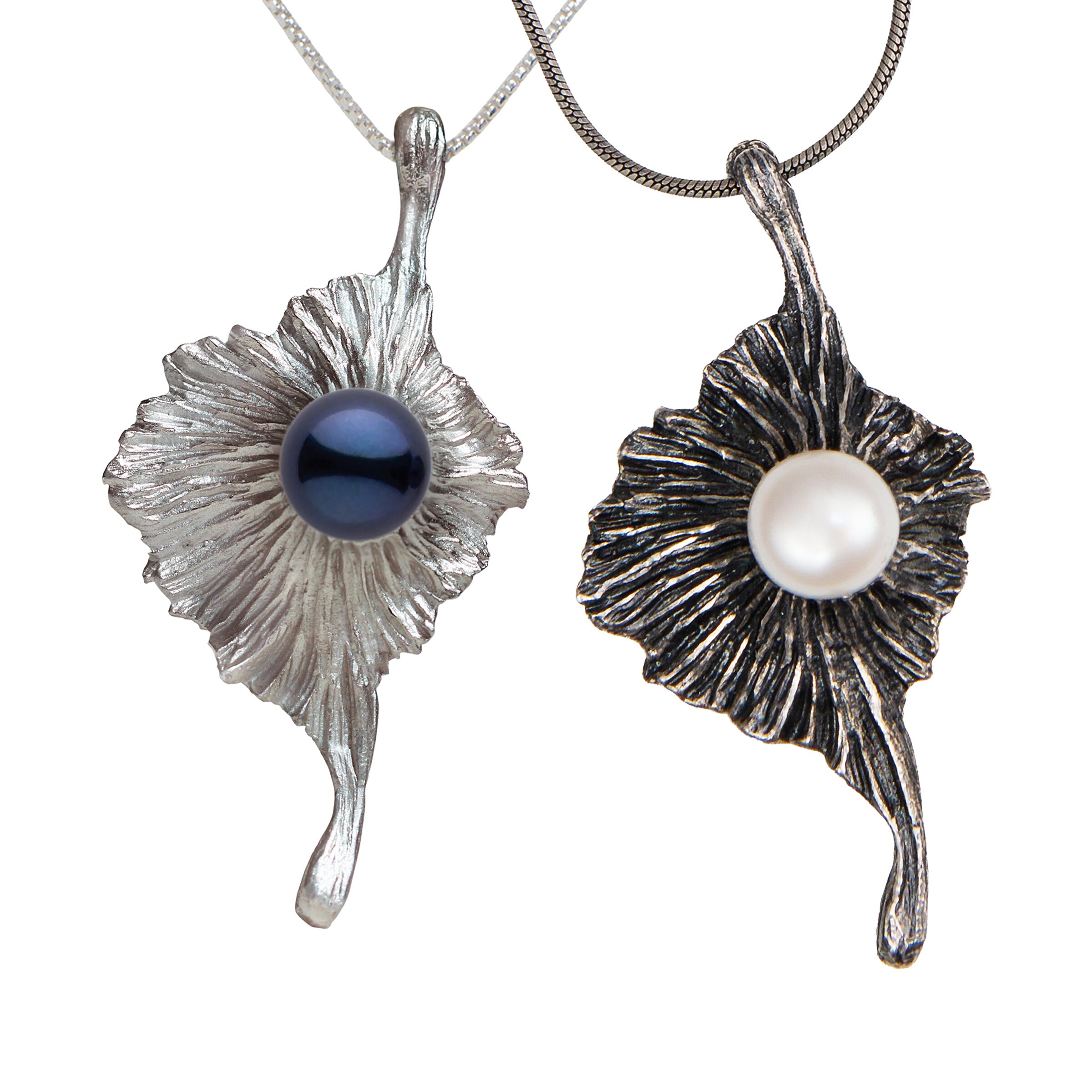 Black Pearl & Bright Silver (left) and White Pearl & Oxidized Silver (Right)
