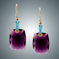 Amethyst and Blue Quartz Earrings
