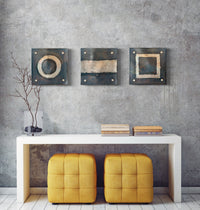 Silver and Gray Circle Line Square Metallic Wall Square Set