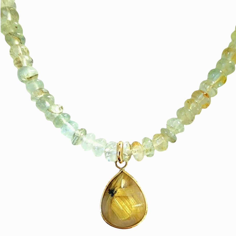 Star Gold Quartz and Aquamarine Necklace