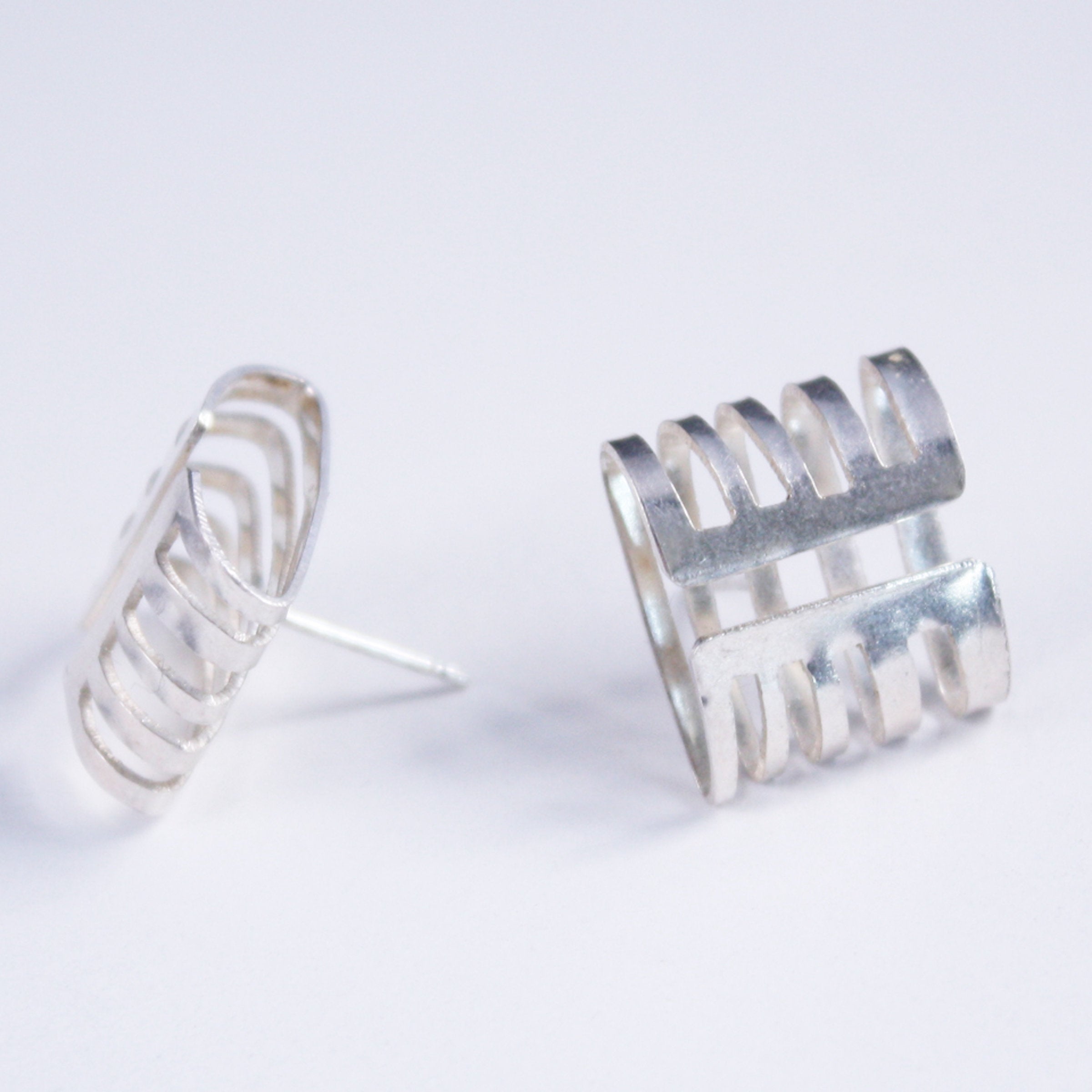 Grate Box Stud Earrings