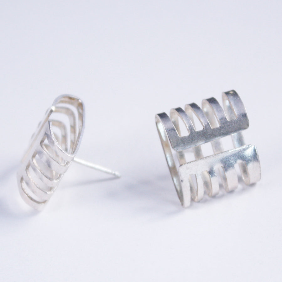 Grate Box Stud Earrings