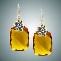 Gold Quartz & Gray Hematite Earrings