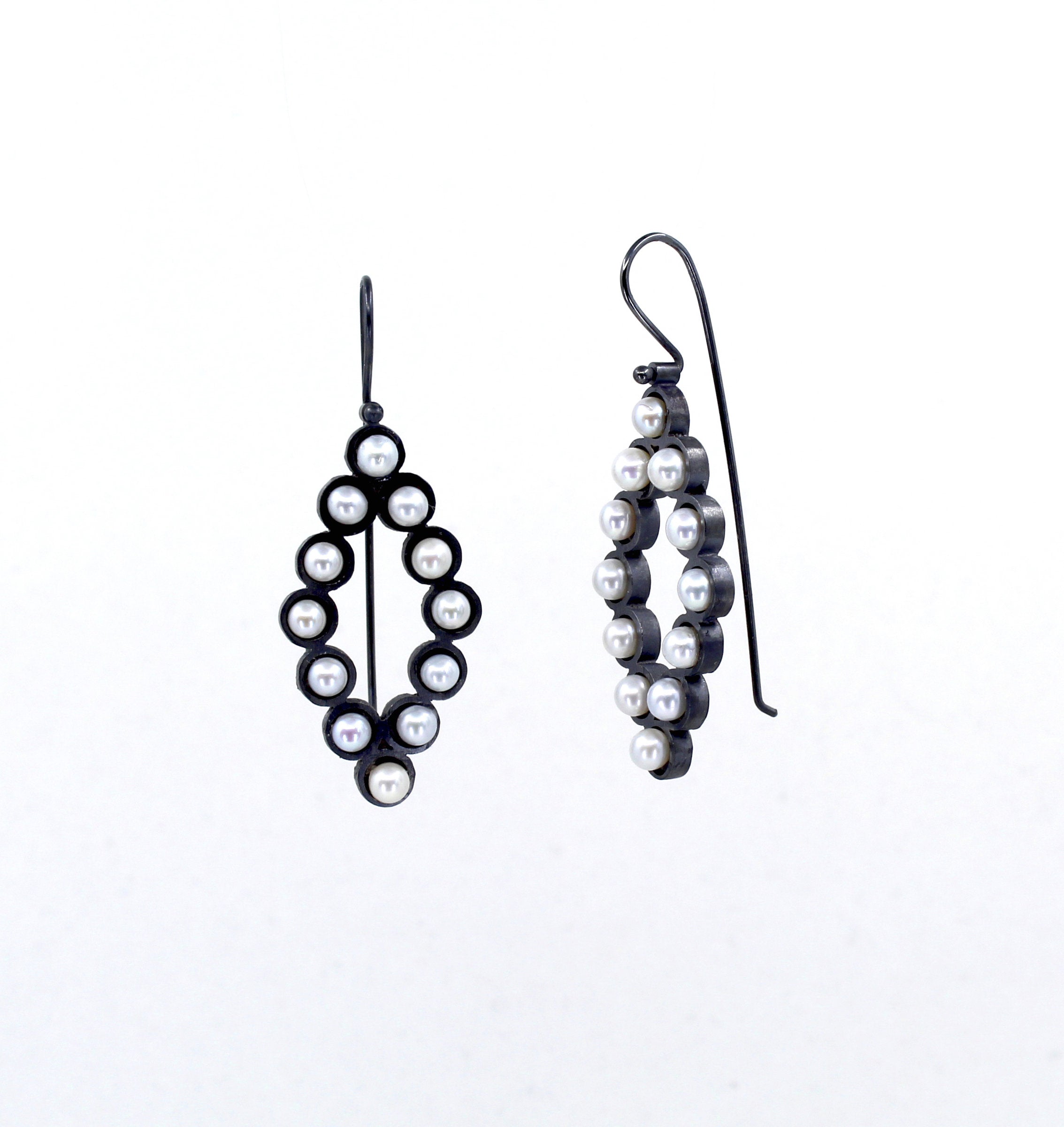 Multi Diamond Pearl Earrings