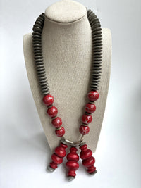 Three Red Pendants Necklace