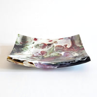 Cream and Red Sculptural Glass Dish - Onward Series