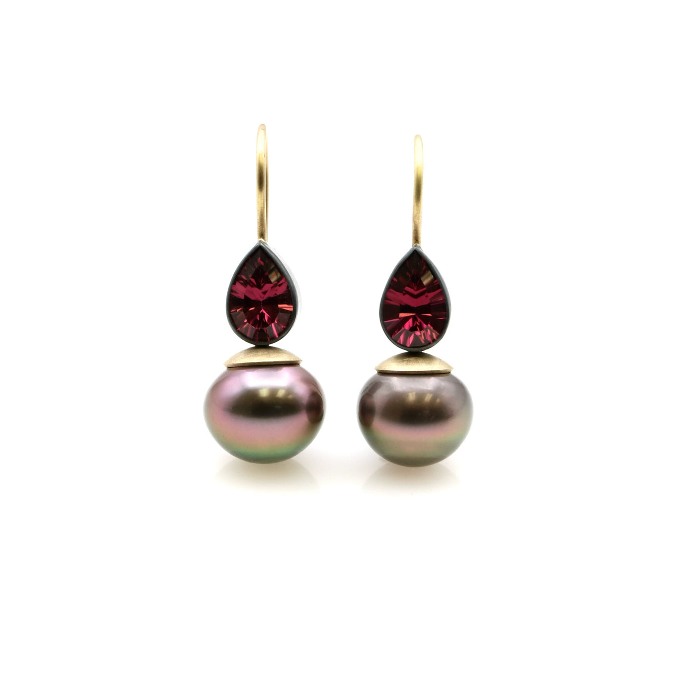 Tahitian Pearl & Garnet Earrings
