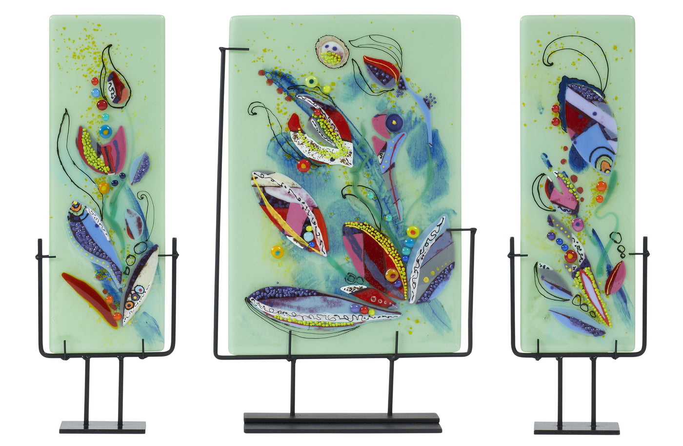 left to right: Underwater Flower Blooms one, two, three