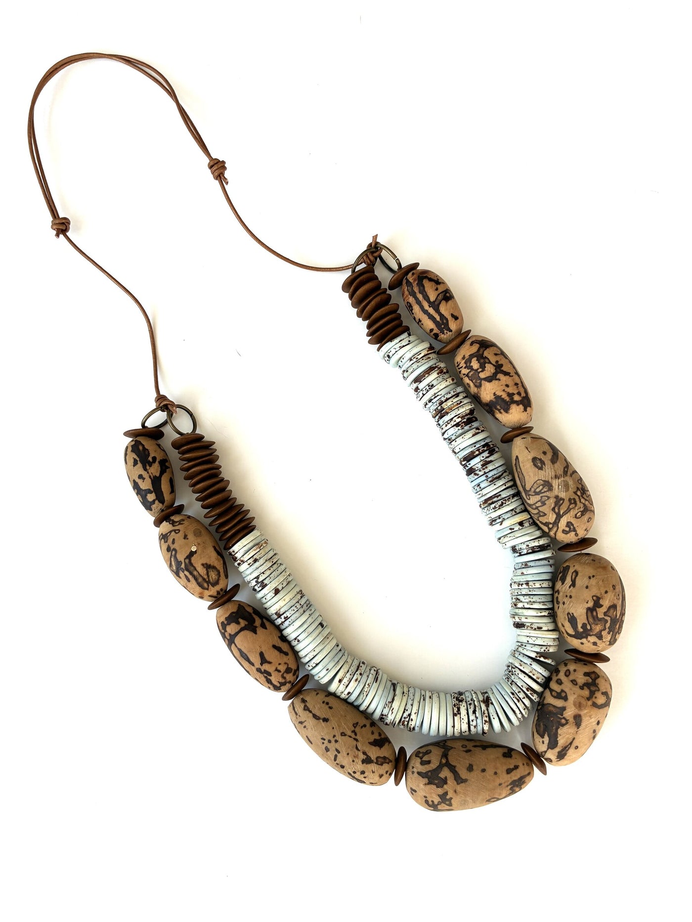 Nut Bead & Ceramic Necklace