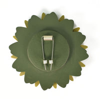 Peach & Olive Flower Brooch