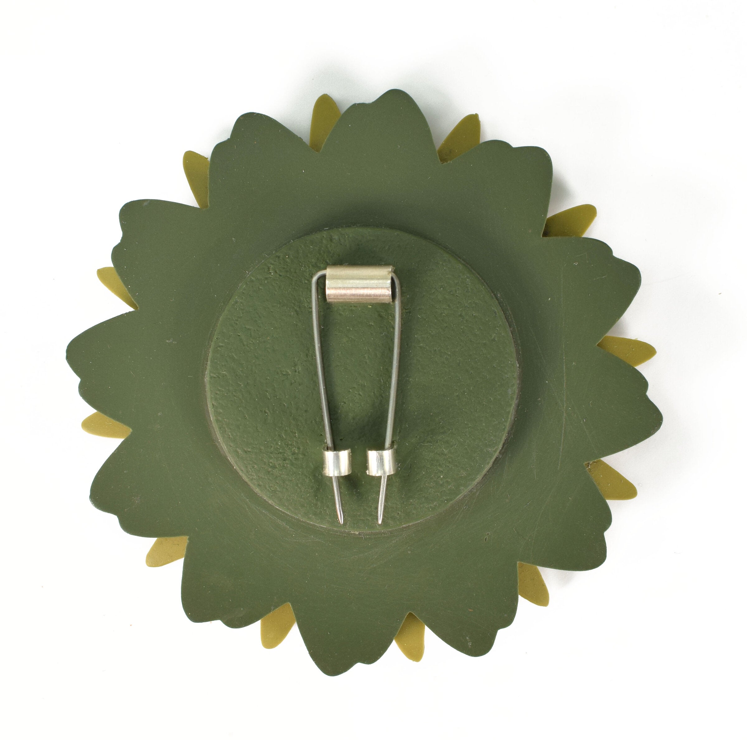 Peach & Olive Flower Brooch