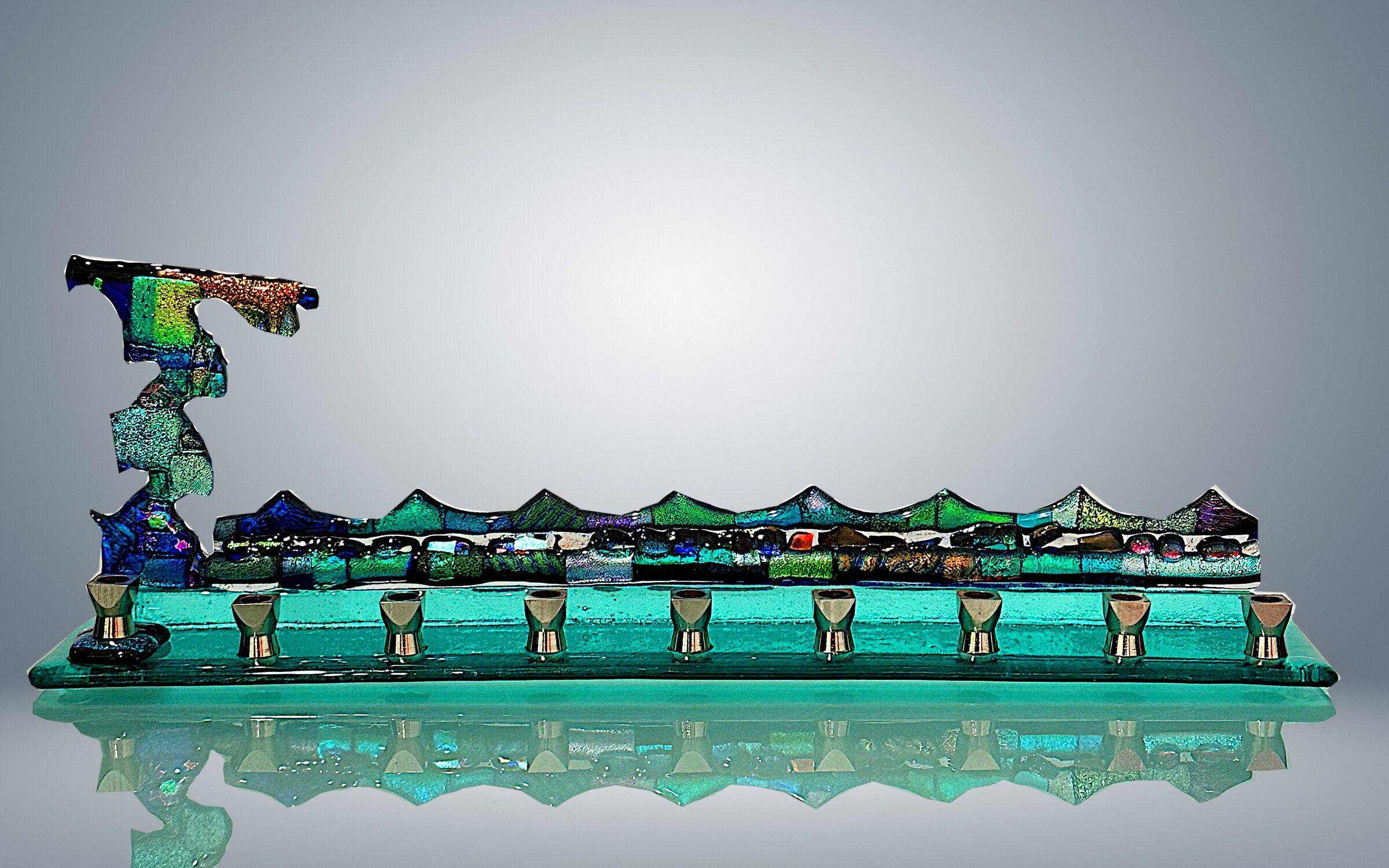 Aqua Dichroic Menorah