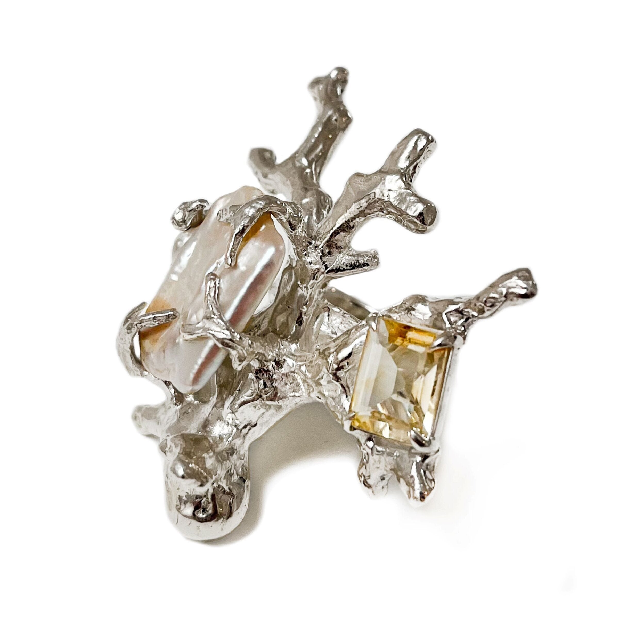 Pearl & Citrine Signature Coral Ring