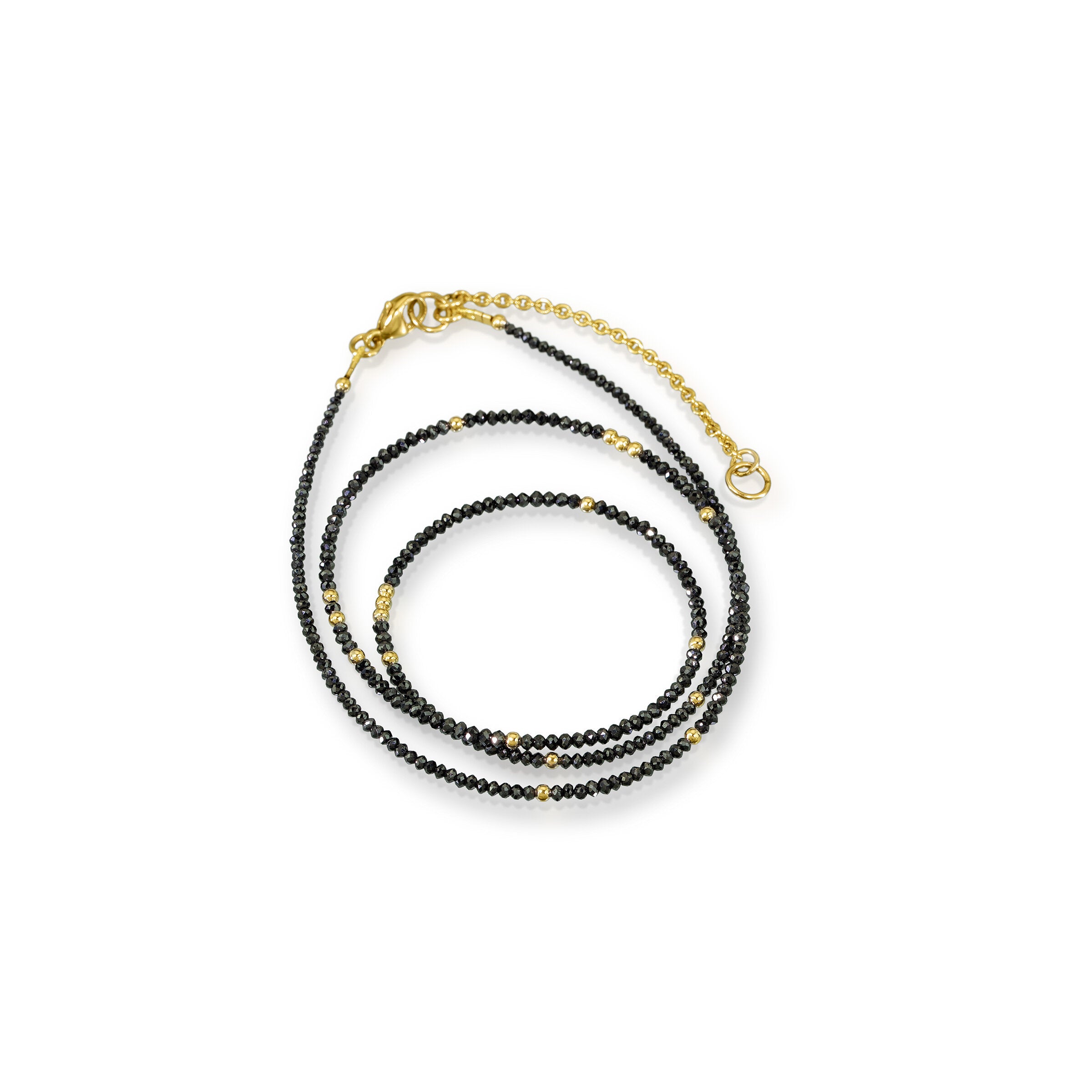 14k Black Diamond Beads Adjustable Necklace