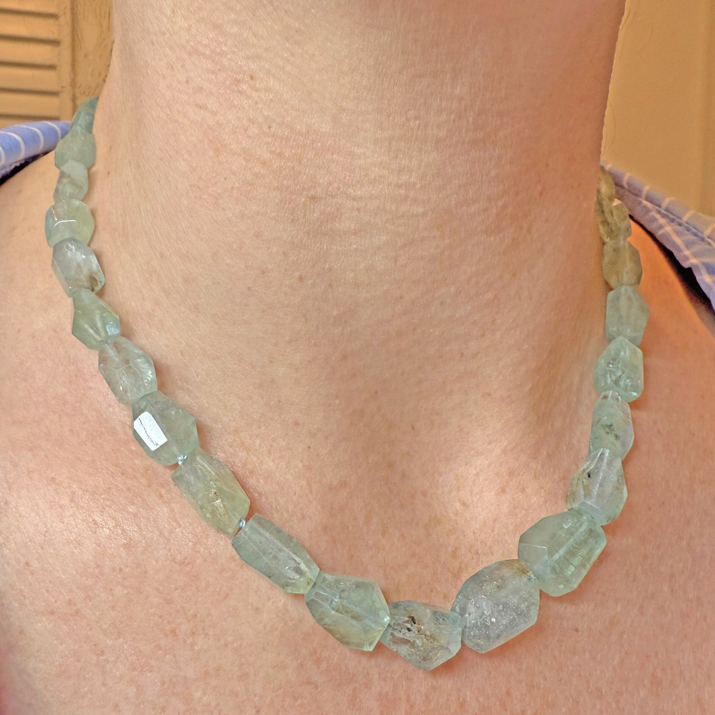 Seafoam Aquamarine Chiseled Candy Necklace