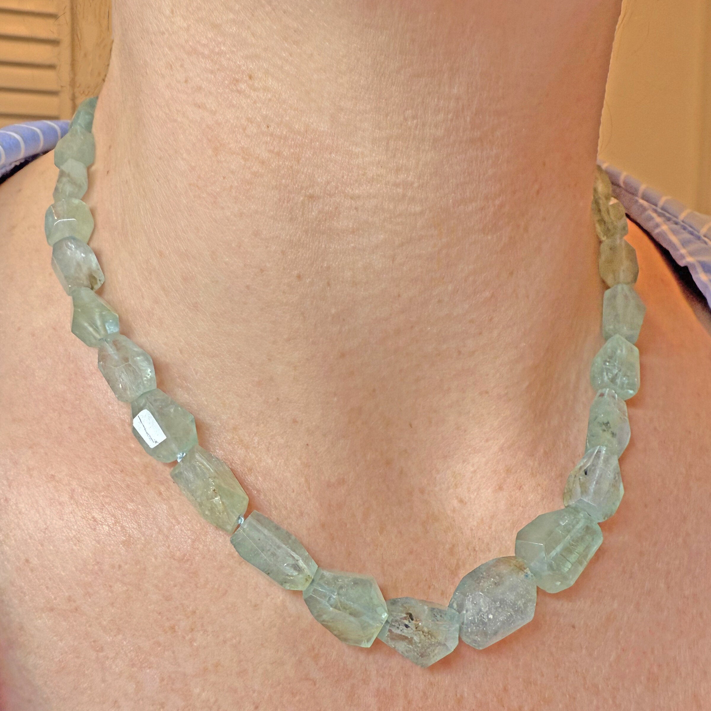 Seafoam Aquamarine Chiseled Candy Necklace