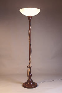 Walnut Five Tendril Torchiere with Ring
