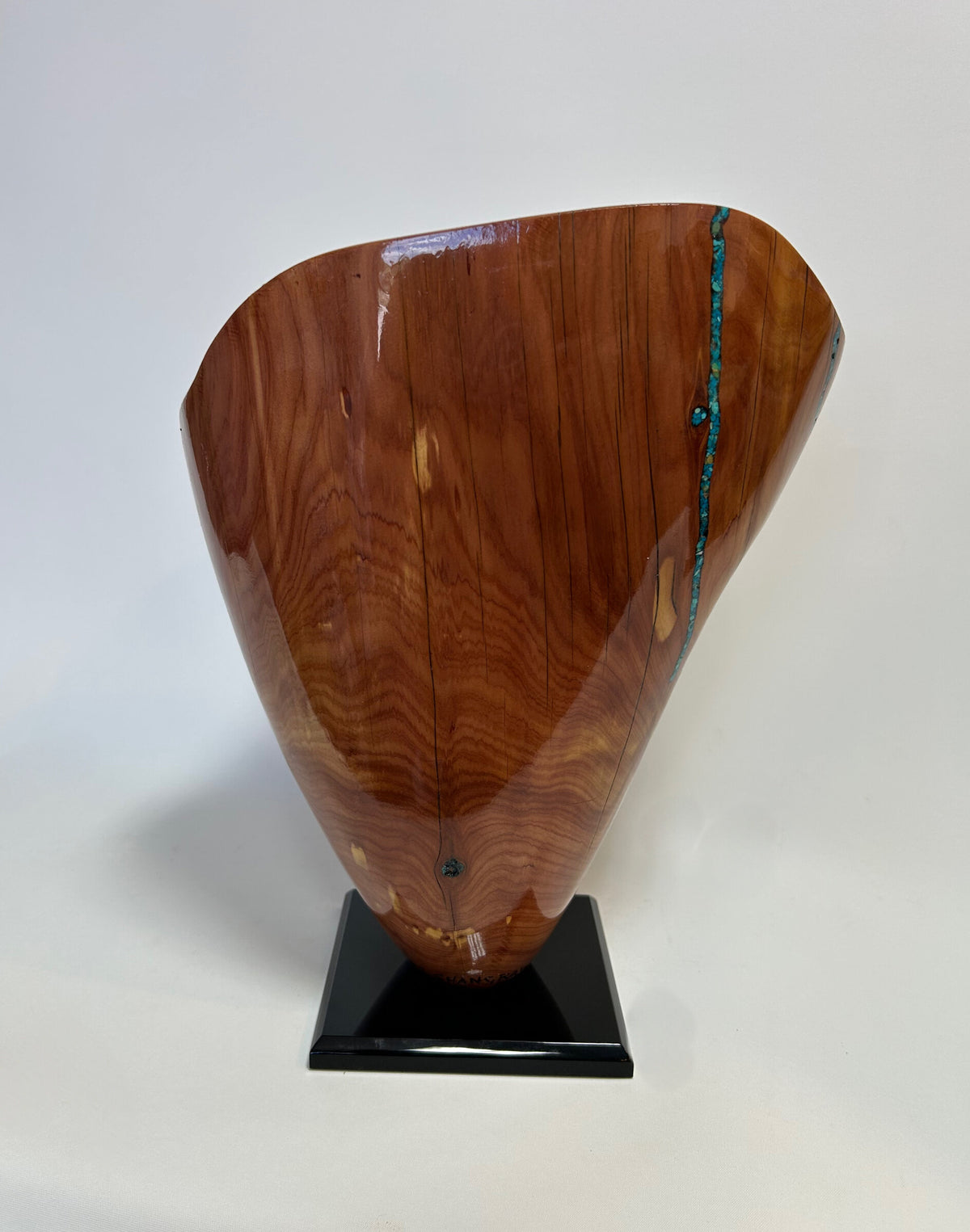 Purple Heart Juniper Vase with Dichroic Glass