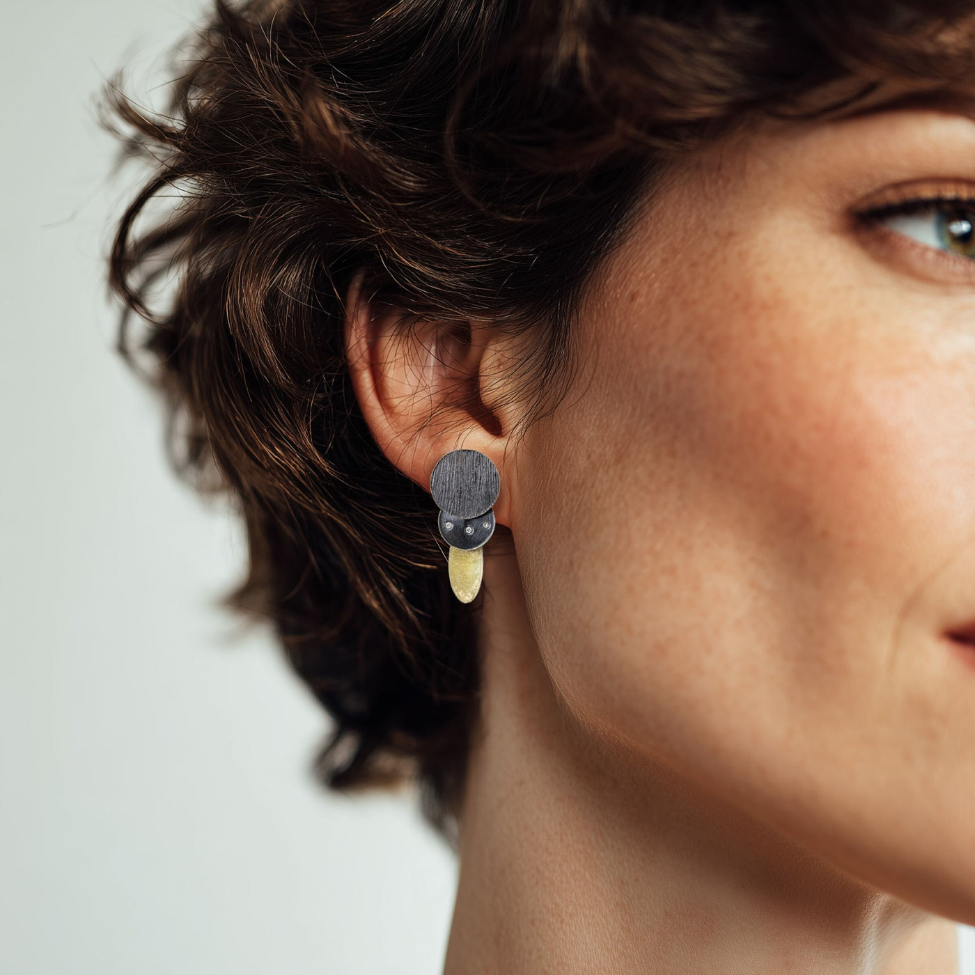 Black & Gold Fox Tail Post Earrings
