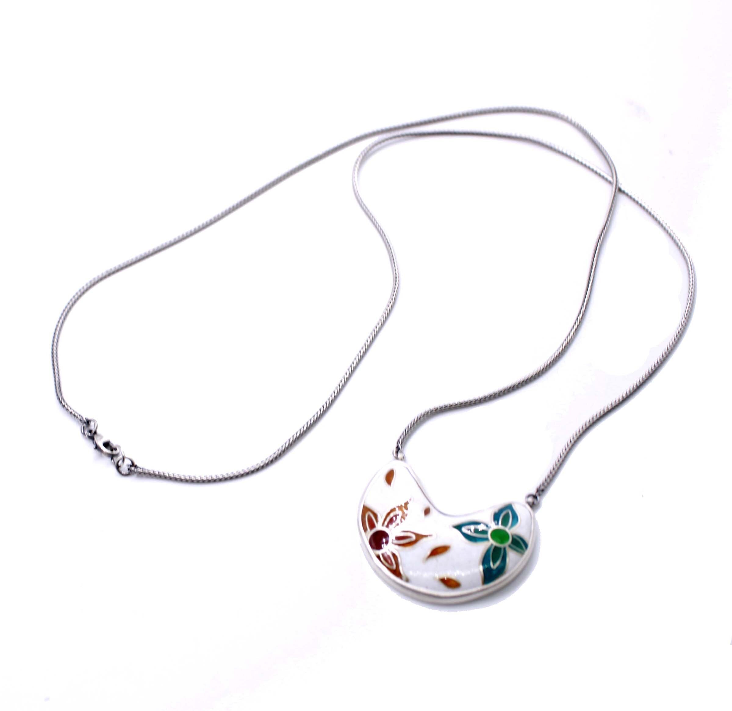 Floral Enamel Pendant