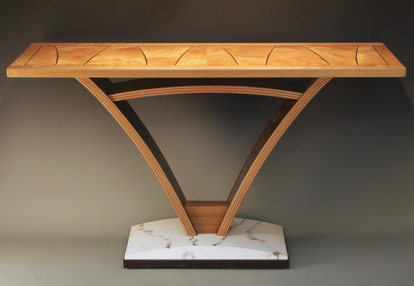 Bridge Table with maple burl top