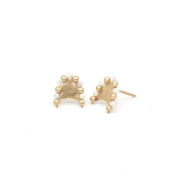 Gold Pearl Crescent Earrings