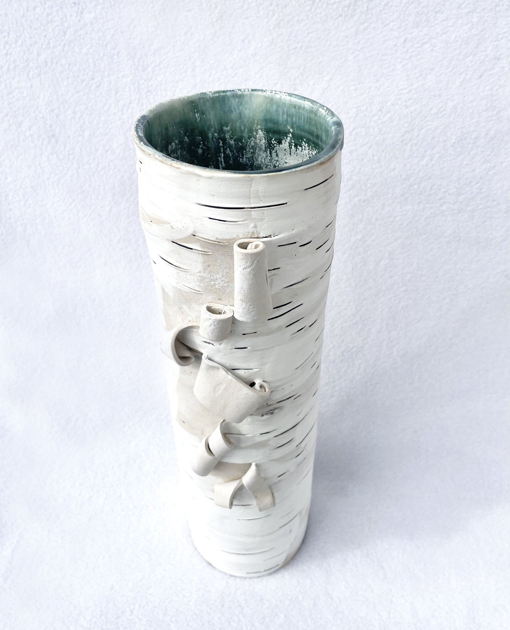 Birch Motif Vase with Green