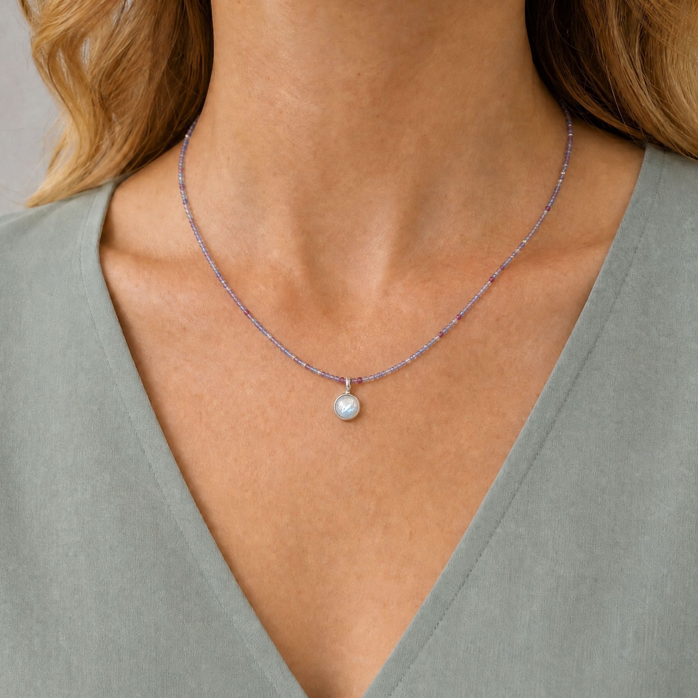 Tanzanite, Fluorite & Moonstone Necklace