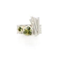 Lemon-Quartz & Mali Garnet Shard Ring Set