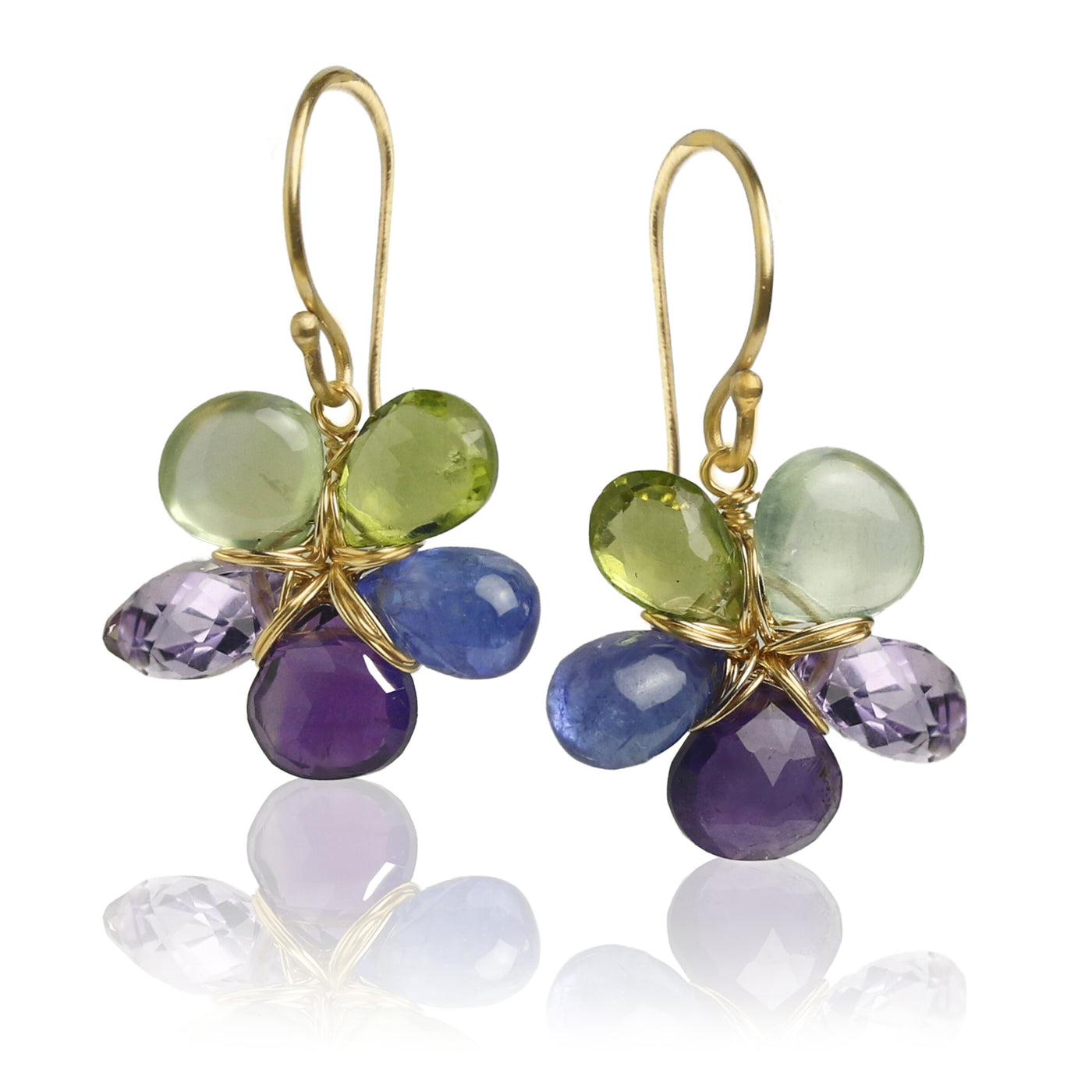 Lime & Violets Flower Earrings