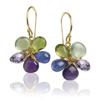 Lime & Violets Flower Earrings