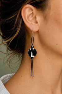 Black & White Vintage Silk Earrings
