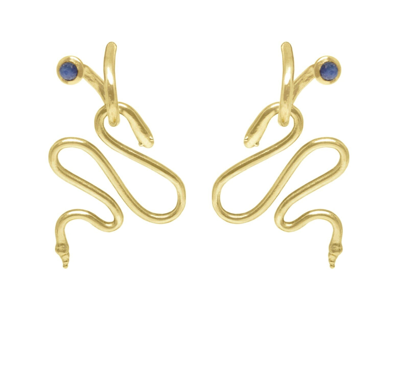 18k Gold Earrings, 18k Gold Snake Charms