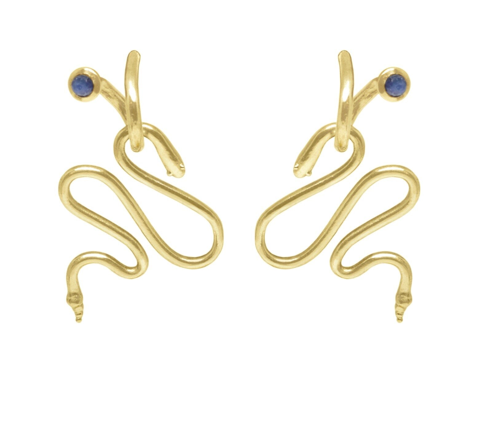 18k Gold Earrings, 18k Gold Snake Charms