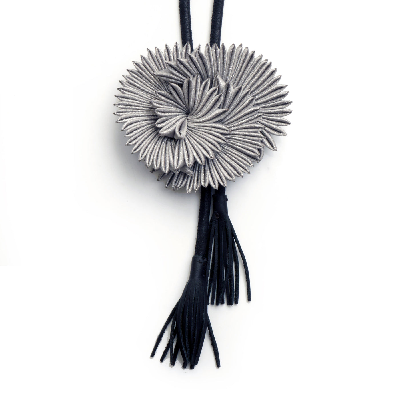 Silver Chrysanthemum Bolo Necklace