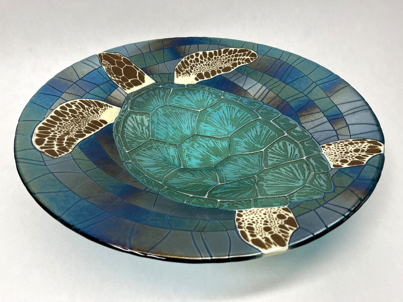 Green Sea Turtle Bowl in Iridized Glass