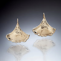 14k Gold Ginkgo Leaf Earrings | Photo by Ralph Gabriner