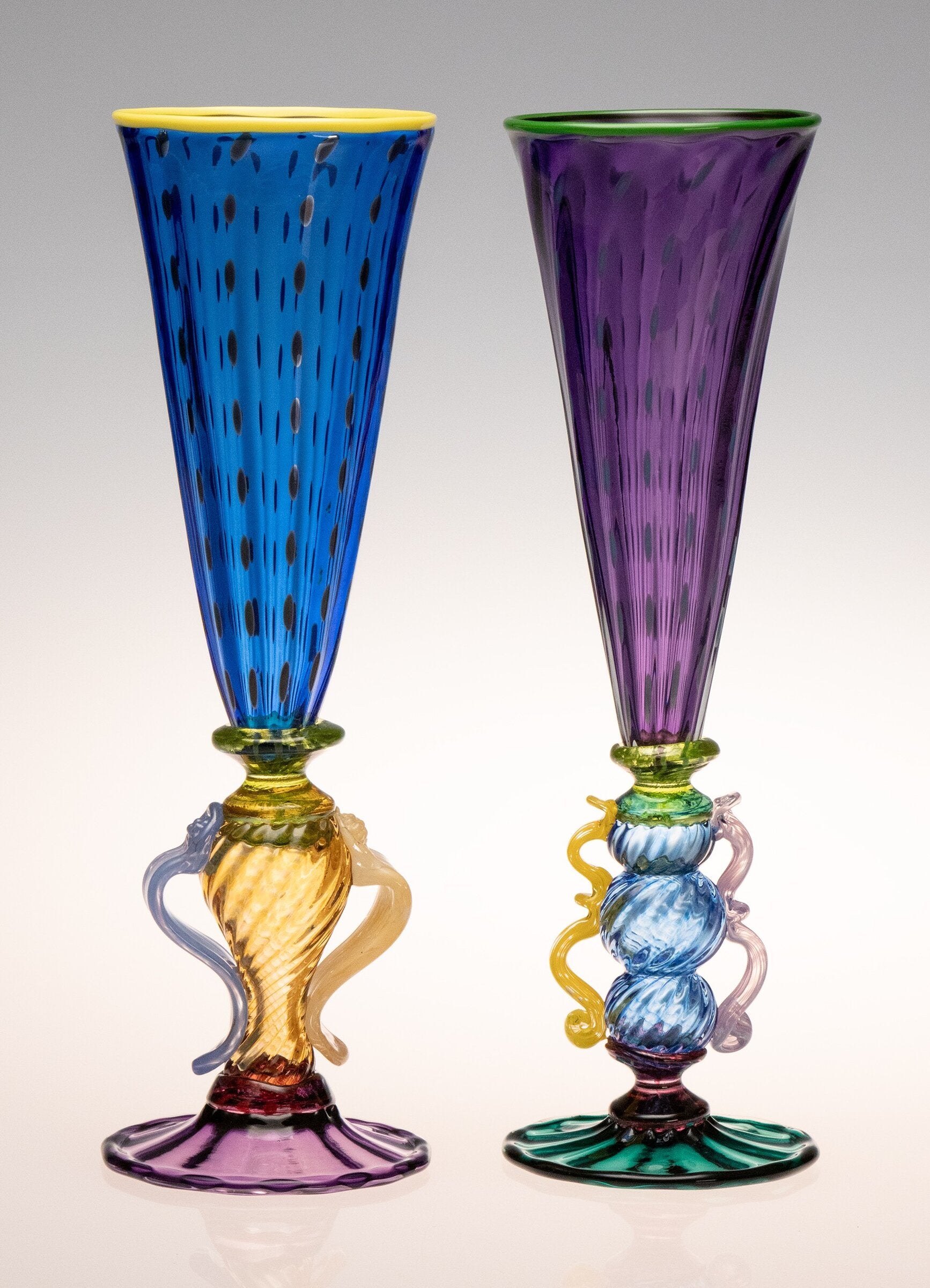 Tutti Frutti Champagne Flutes Pair in Cerulean & Hyacinth