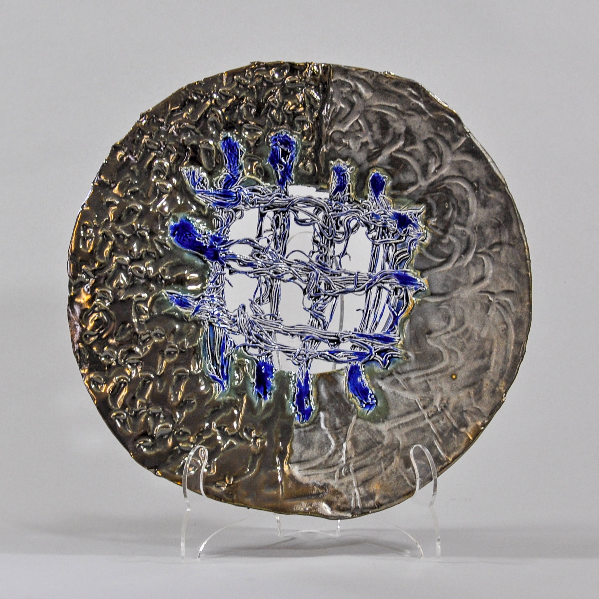 Two-Toned Metallic Glazed Platter with Blue