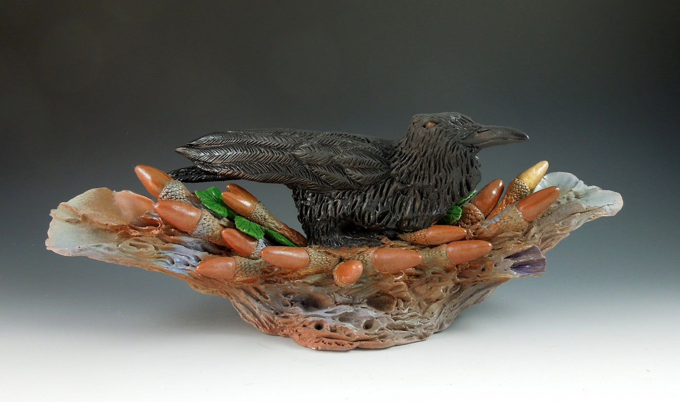 Raven Nested in Acorns