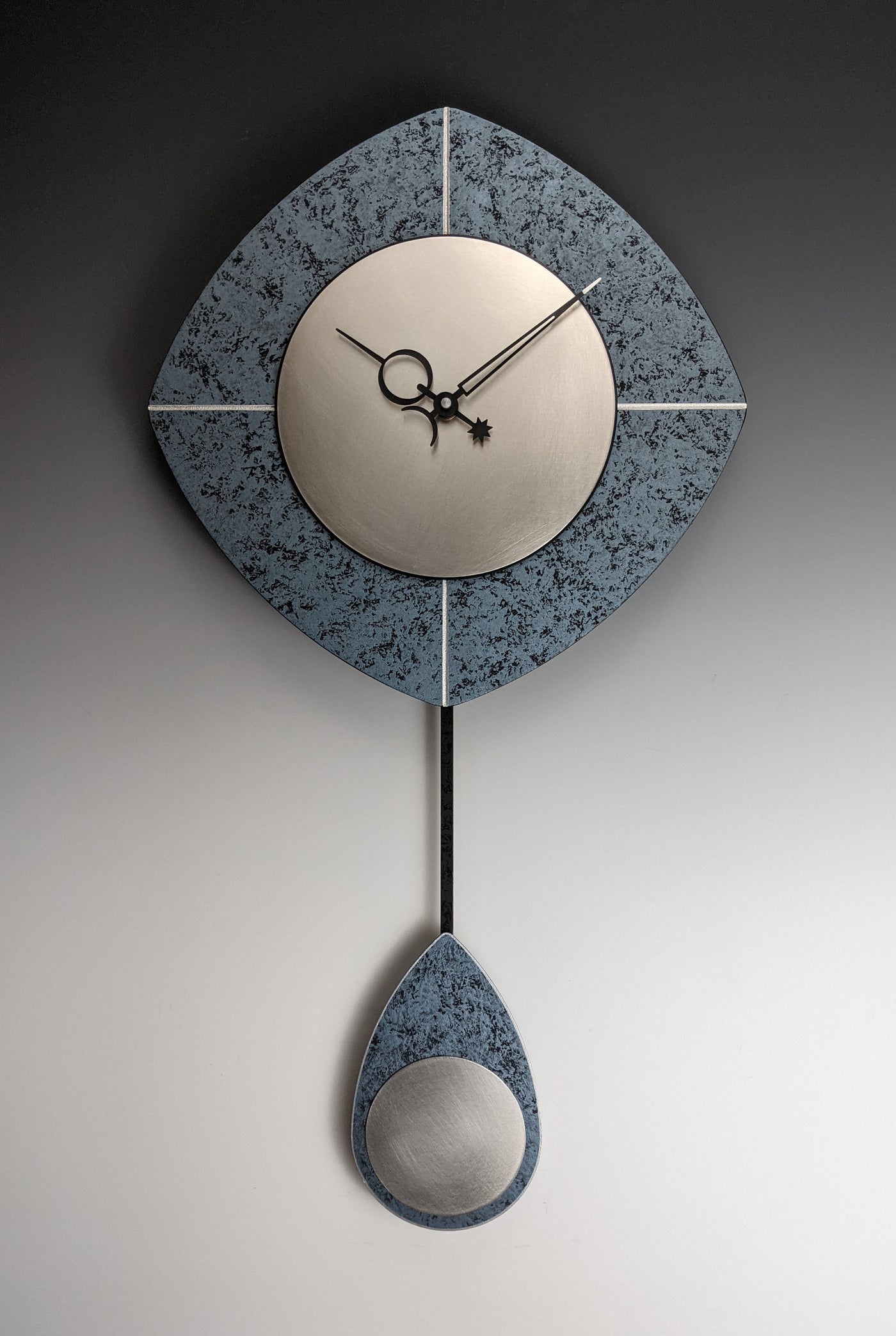 Blue & Silver L-Drop Pendulum Clock