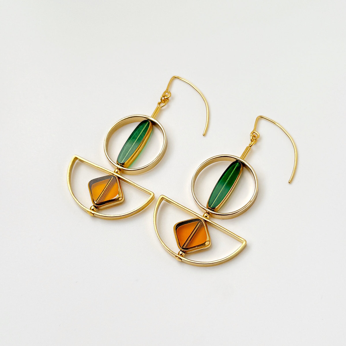 Green & Yellow Art Deco Earrings