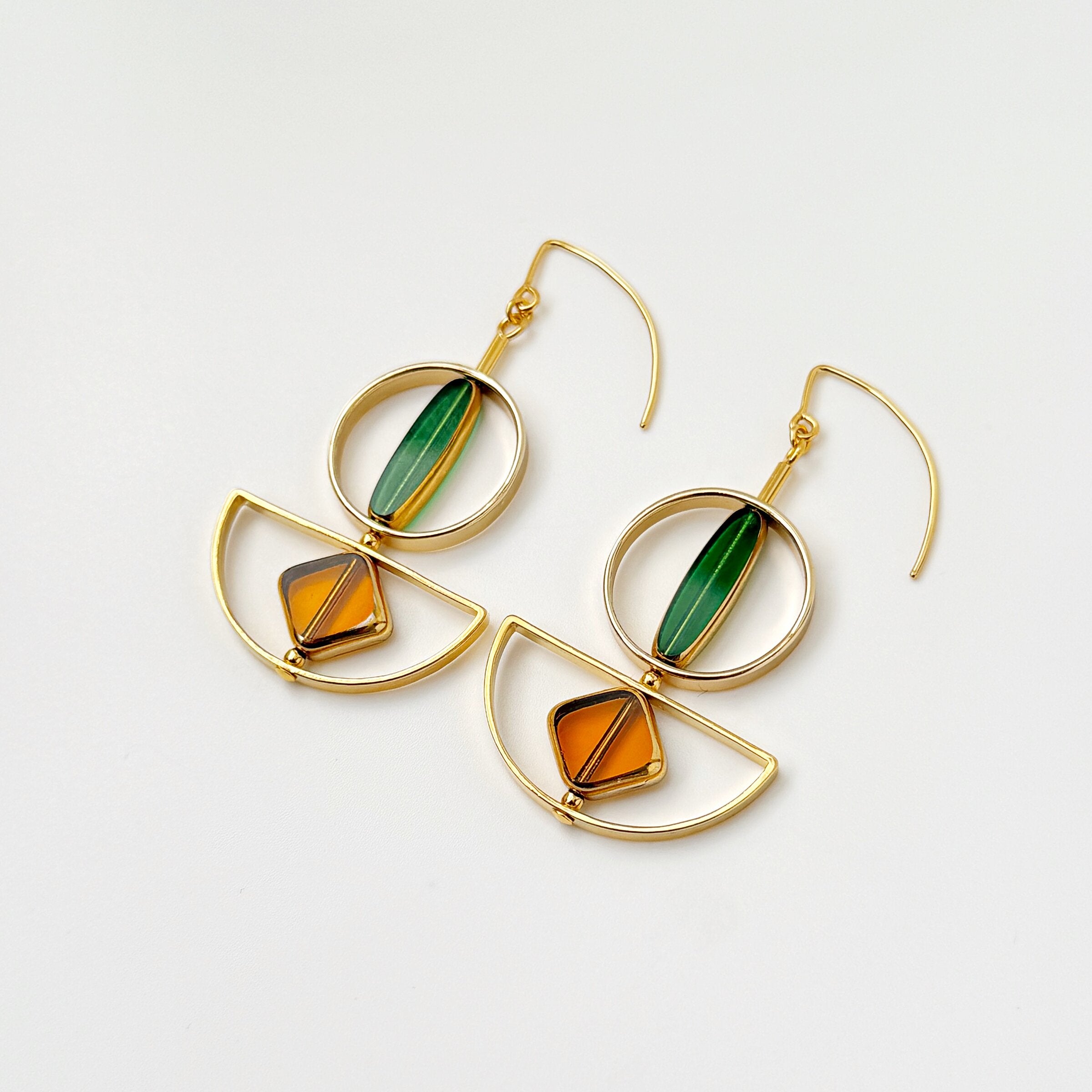 Green & Yellow Art Deco Earrings