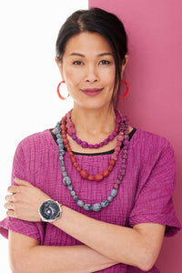 starlit; shown with the Open Weave Hoop earrings by laura wood and the Tie-Beads Long necklace by mieko mintz
