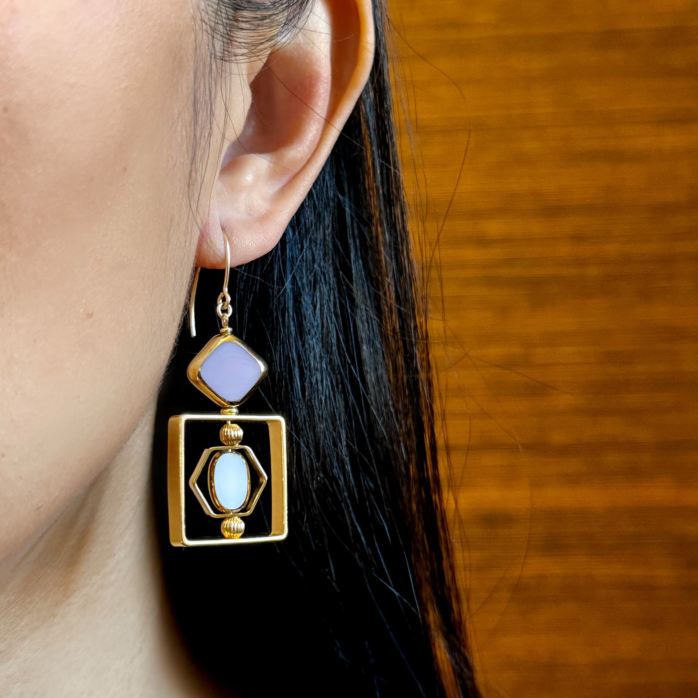 Lavender & White Art Deco Earrings
