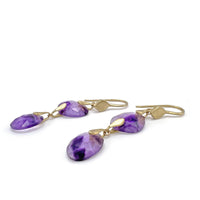 Double Drop Rosecut Amethyst Earrings