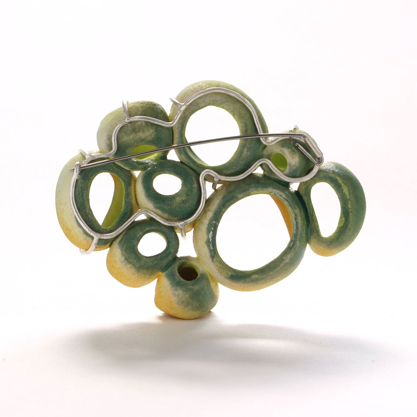 Orange Chartreuse Brooch Back